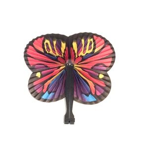 TWO Butterfly-Shaped Folding Hand Fans
